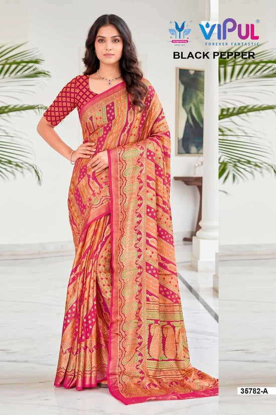 Vipul Fashion Black Pepper 35782 Colors Brasso Saree Collection