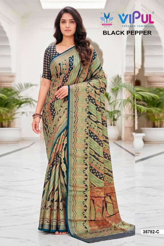Vipul Fashion Black Pepper 35782 Colors Brasso Saree Collection