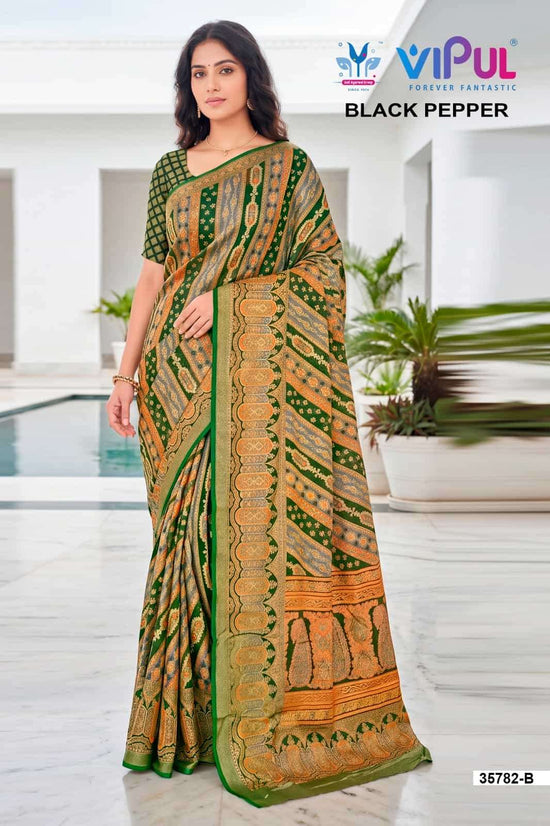 Vipul Fashion Black Pepper 35782 Colors Brasso Saree Collection