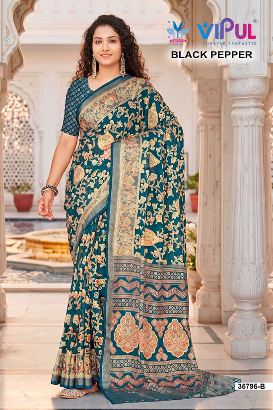 Vipul Fashion Black Pepper 35795 Colors Brasso Saree Collection