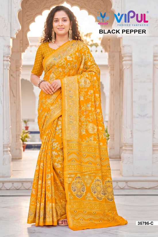 Vipul Fashion Black Pepper 35795 Colors Brasso Saree Collection