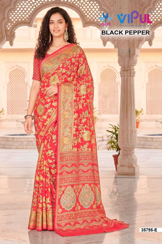 Vipul Fashion Black Pepper 35795 Colors Brasso Saree Collection