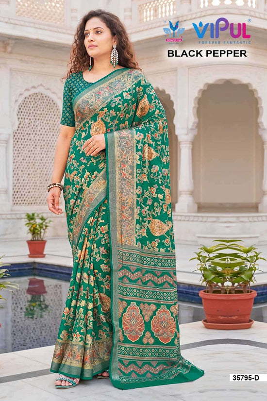 Vipul Fashion Black Pepper 35795 Colors Brasso Saree Collection
