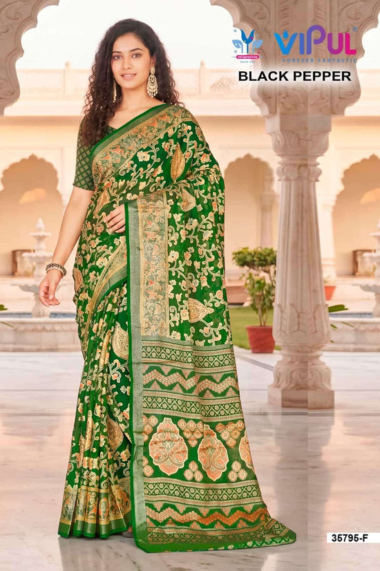 Vipul Fashion Black Pepper 35795 Colors Brasso Saree Collection