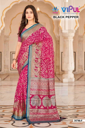 Vipul Fashion Black Pepper 35796 Colors Brasso Saree Collection