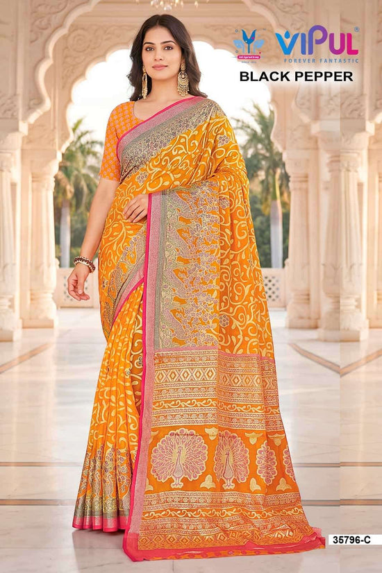 Vipul Fashion Black Pepper 35796 Colors Brasso Saree Collection