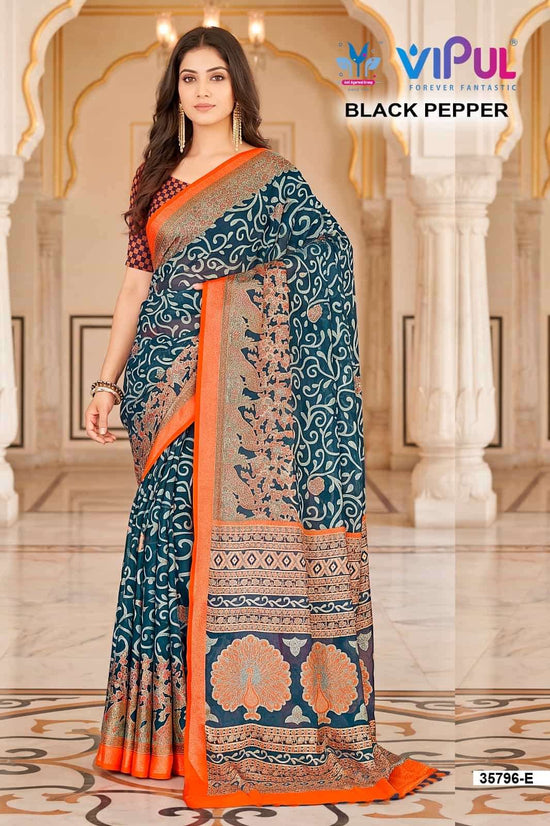 Vipul Fashion Black Pepper 35796 Colors Brasso Saree Collection