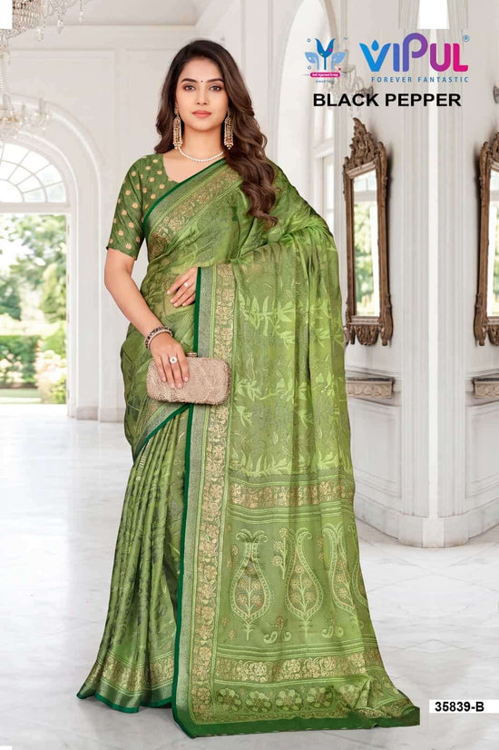Vipul Fashion Black Pepper 35839 Colors Brasso Saree Collection