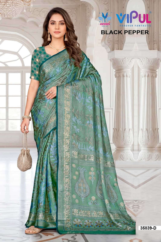 Vipul Fashion Black Pepper 35839 Colors Brasso Saree Collection
