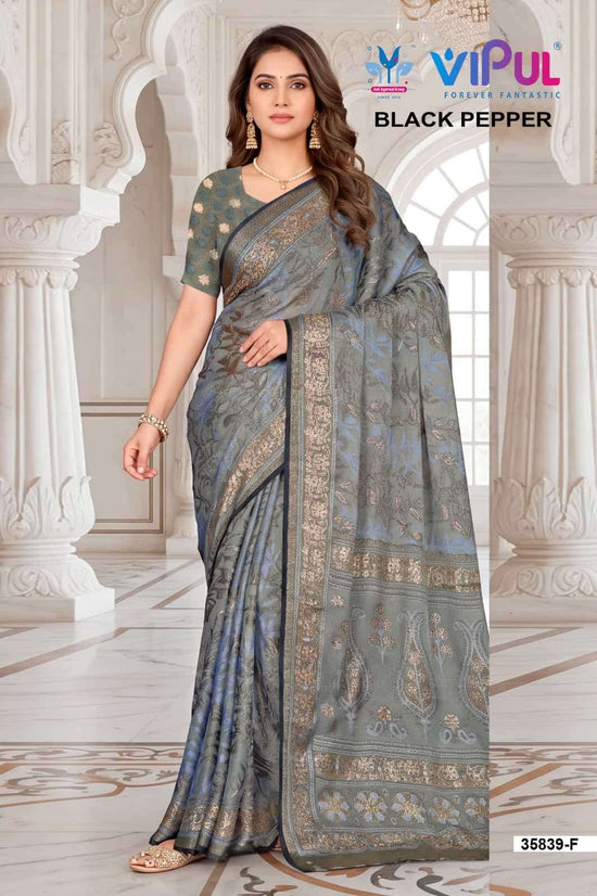 Vipul Fashion Black Pepper 35839 Colors Brasso Saree Collection
