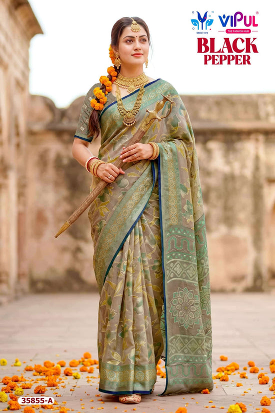 Vipul Fashion Black Pepper 35855 Colors Brasso Saree Collection