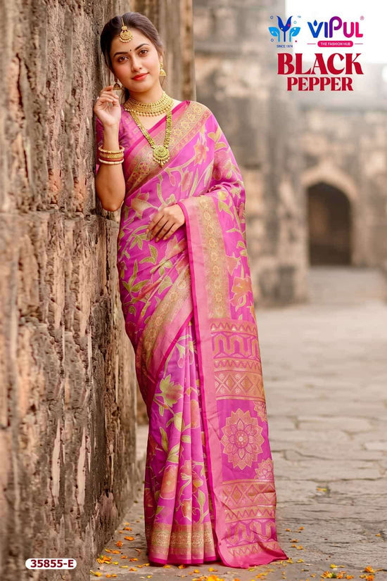 Vipul Fashion Black Pepper 35855 Colors Brasso Saree Collection
