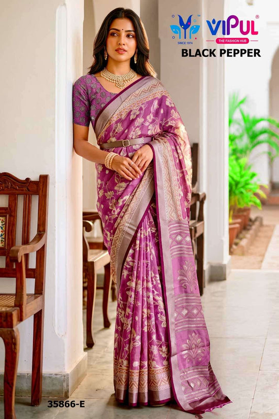 Vipul Fashion Black Pepper 35866 Colors Brasso Saree Collection