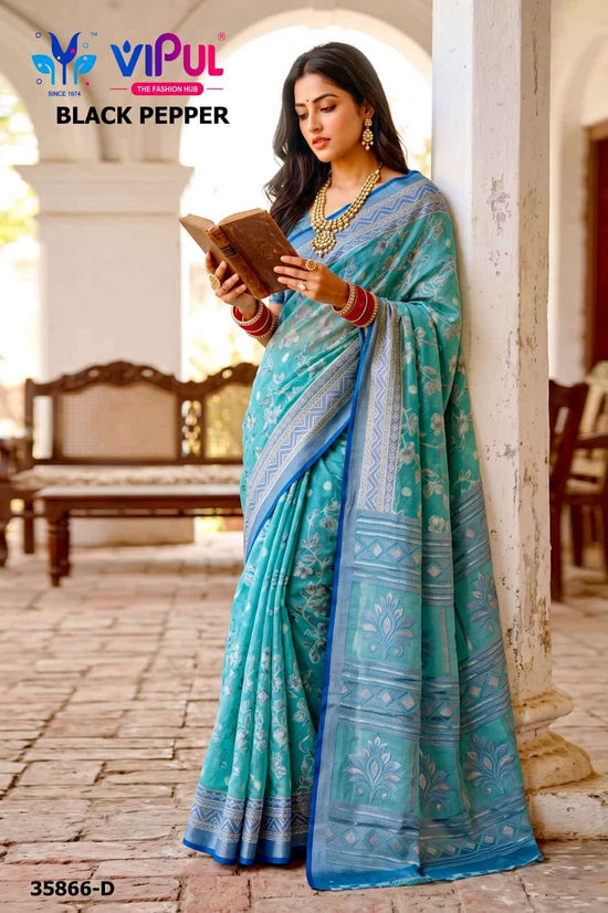 Vipul Fashion Black Pepper 35866 Colors Brasso Saree Collection