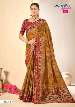 Vipul Fashion 36275 Colors Liva Mal Cotton Saree