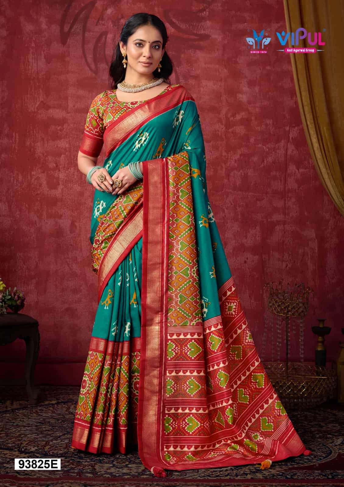 Vipul Fashion 93825 Colors Soft Silk Printed Patola Saree - Amrah Wholesale