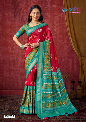Vipul Fashion 93825 Colors Soft Silk Printed Patola Saree - Amrah Wholesale