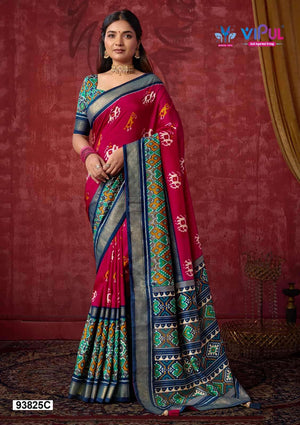 Vipul Fashion 93825 Colors Soft Silk Printed Patola Saree - Amrah Wholesale