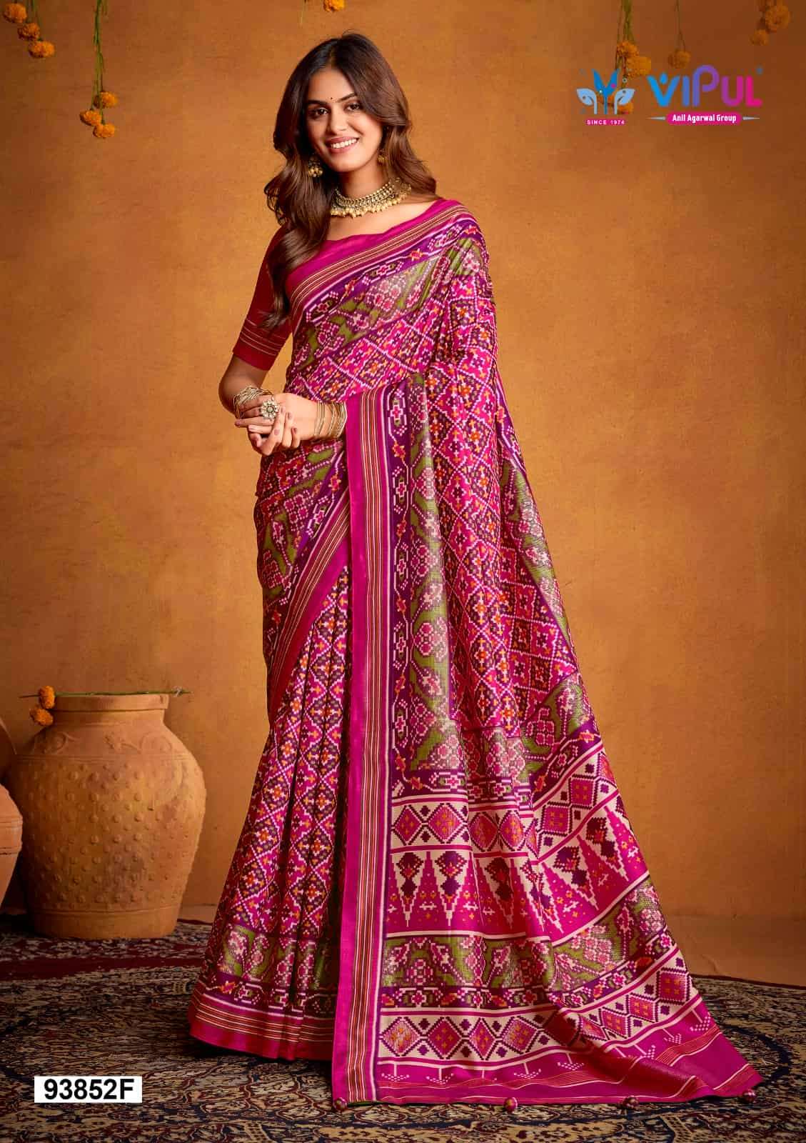 Vipul Fashion 93852 Colors Soft Silk Printed Patola Saree Wholesale Catalogue - Amrah Wholesale