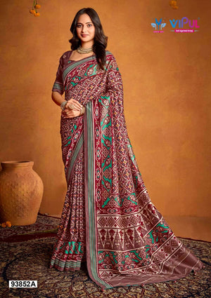 Vipul Fashion 93852 Colors Soft Silk Printed Patola Saree Wholesale Catalogue - Amrah Wholesale