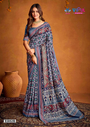 Vipul Fashion 93852 Colors Soft Silk Printed Patola Saree Wholesale Catalogue - Amrah Wholesale