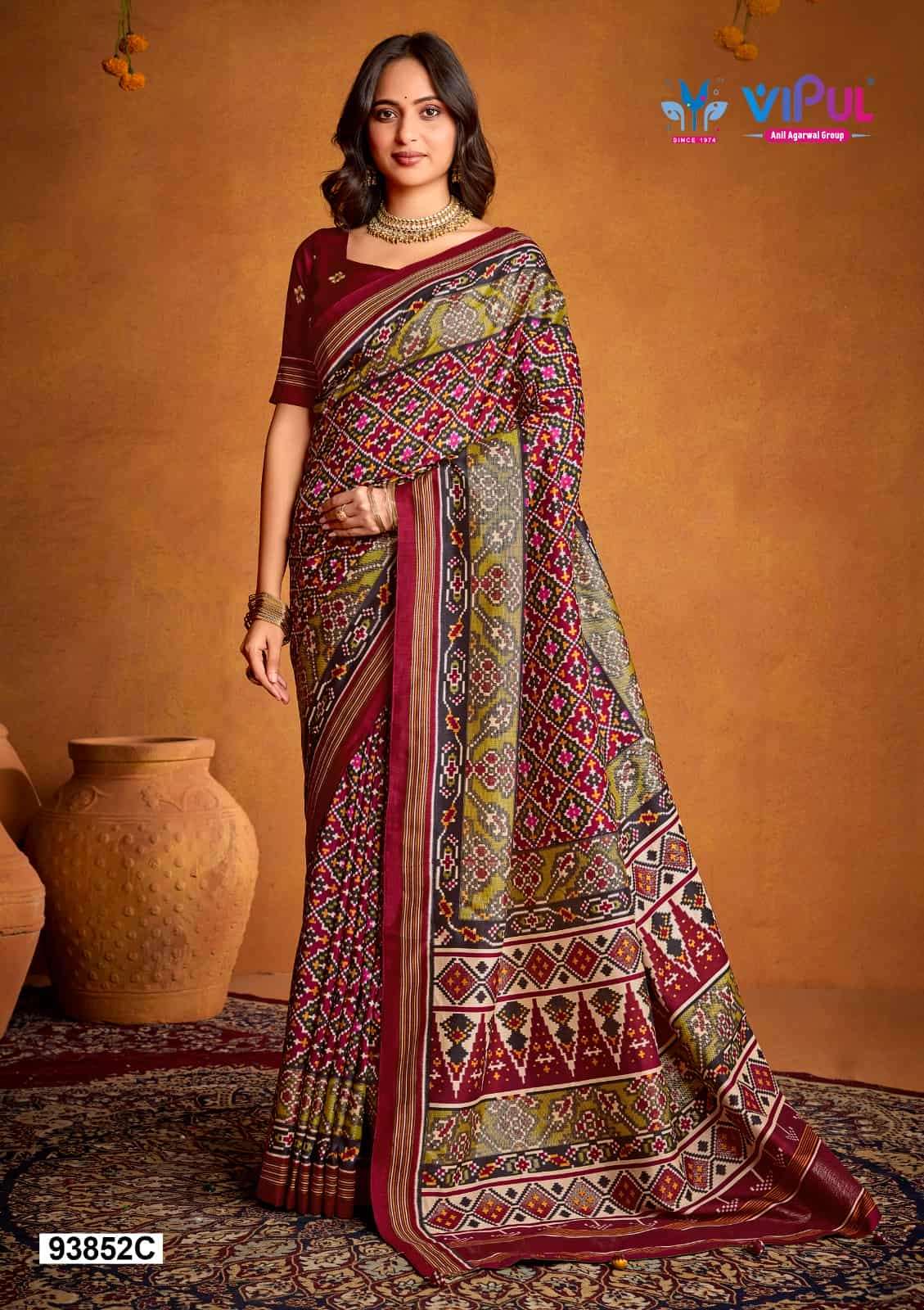 Vipul Fashion 93852 Colors Soft Silk Printed Patola Saree Wholesale Catalogue - Amrah Wholesale