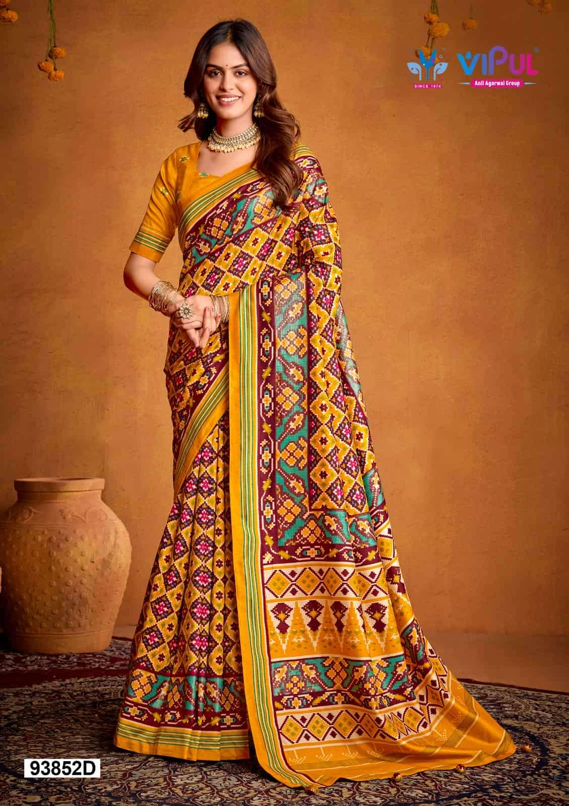 Vipul Fashion 93852 Colors Soft Silk Printed Patola Saree Wholesale Catalogue - Amrah Wholesale