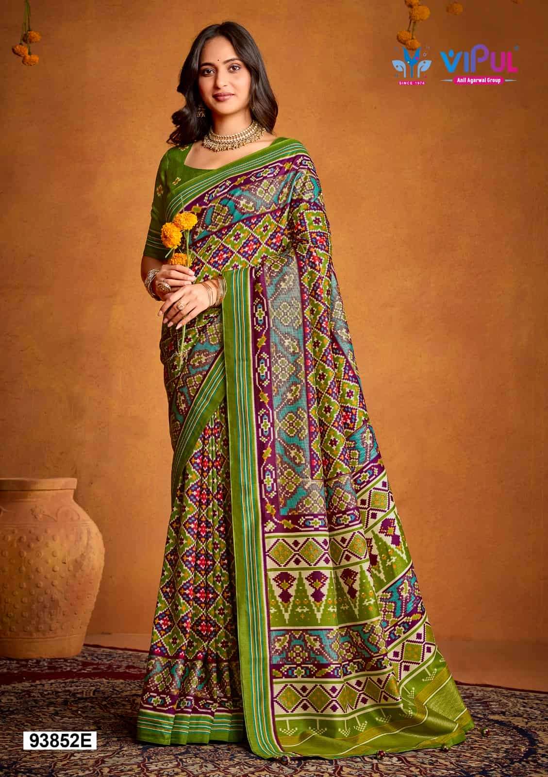 Vipul Fashion 93852 Colors Soft Silk Printed Patola Saree Wholesale Catalogue