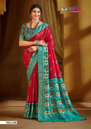 Vipul Fashion 94212 Colors Soft Silk Printed Patola Saree Wholesale Catalogue - Amrah Wholesale
