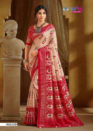 Vipul Fashion 94212 Colors Soft Silk Printed Patola Saree Wholesale Catalogue - Amrah Wholesale