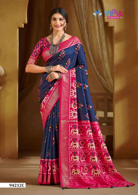 Vipul Fashion 94212 Colors Soft Silk Printed Patola Saree Wholesale Catalogue - Amrah Wholesale