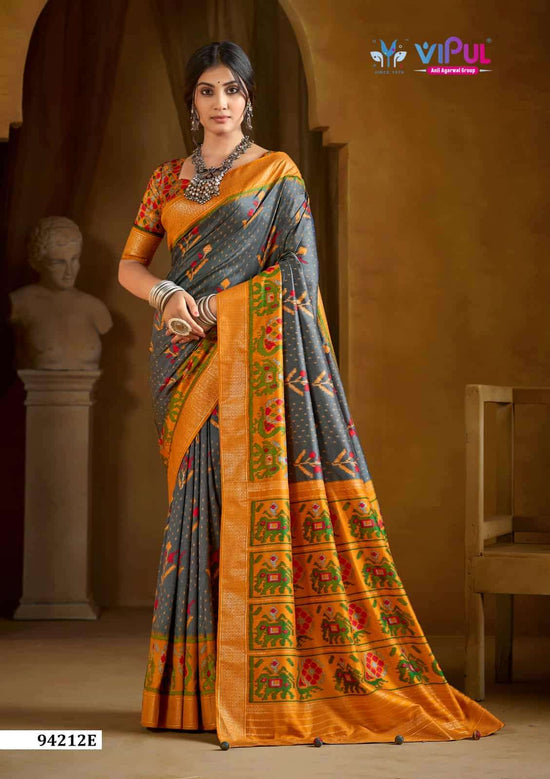 Vipul Fashion 94212 Colors Soft Silk Printed Patola Saree Wholesale Catalogue - Amrah Wholesale