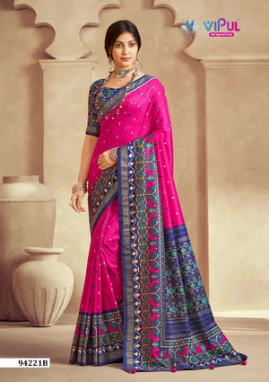 Vipul Fashion 94221 Colors Soft Silk Patola Saree Wholesale Catalogue - Amrah Wholesale