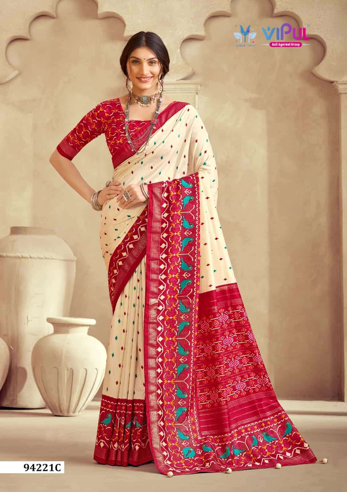 Vipul Fashion 94221 Colors Soft Silk Patola Saree Wholesale Catalogue
