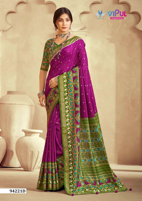 Vipul Fashion 94221 Colors Soft Silk Patola Saree Wholesale Catalogue