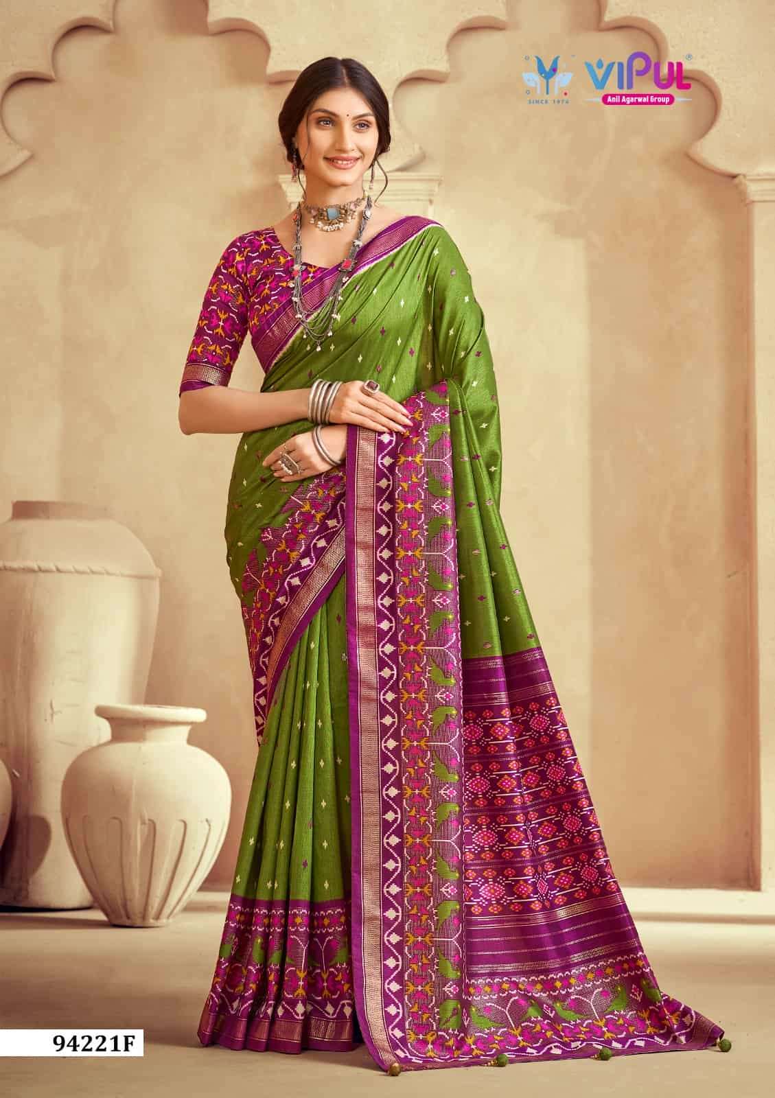 Vipul Fashion 94221 Colors Soft Silk Patola Saree Wholesale Catalogue