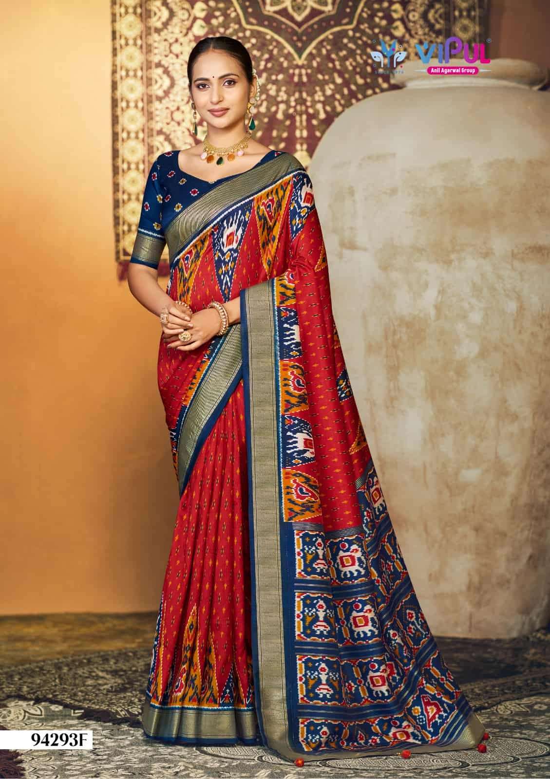 Vipul Fashion 94293 Colors Soft Silk Patola Digital Printed Saree Wholesale Catalogue - Amrah Wholesale