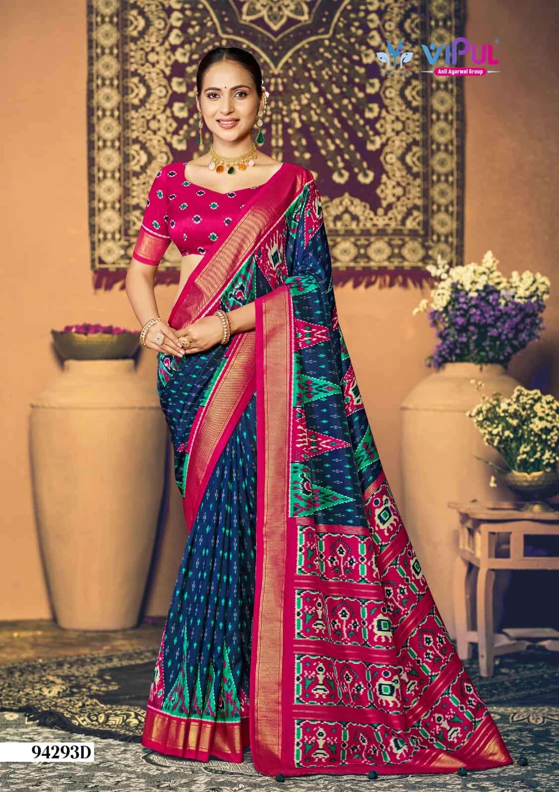 Vipul Fashion 94293 Colors Soft Silk Patola Digital Printed Saree Wholesale Catalogue - Amrah Wholesale