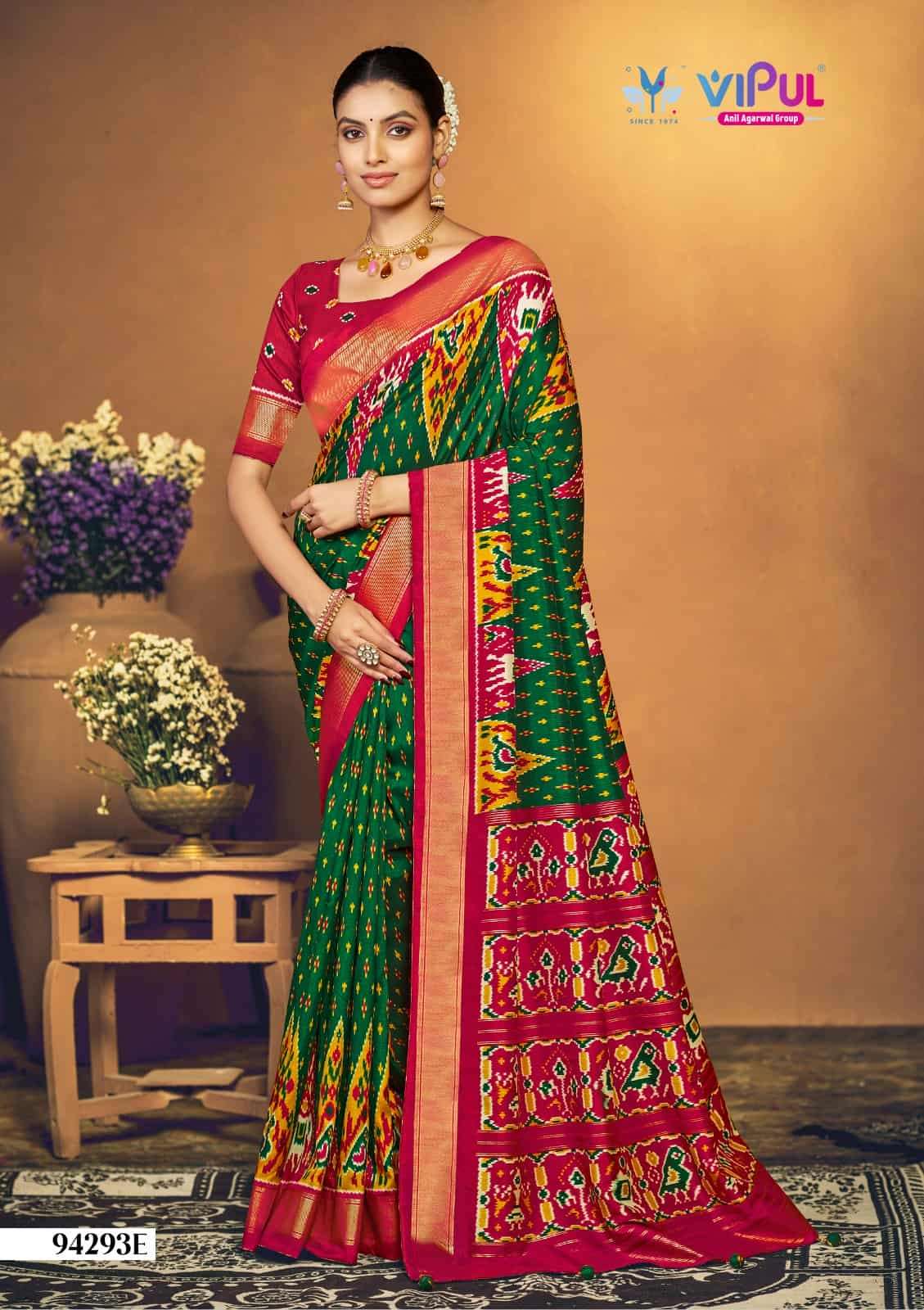 Vipul Fashion 94293 Colors Soft Silk Patola Digital Printed Saree Wholesale Catalogue - Amrah Wholesale