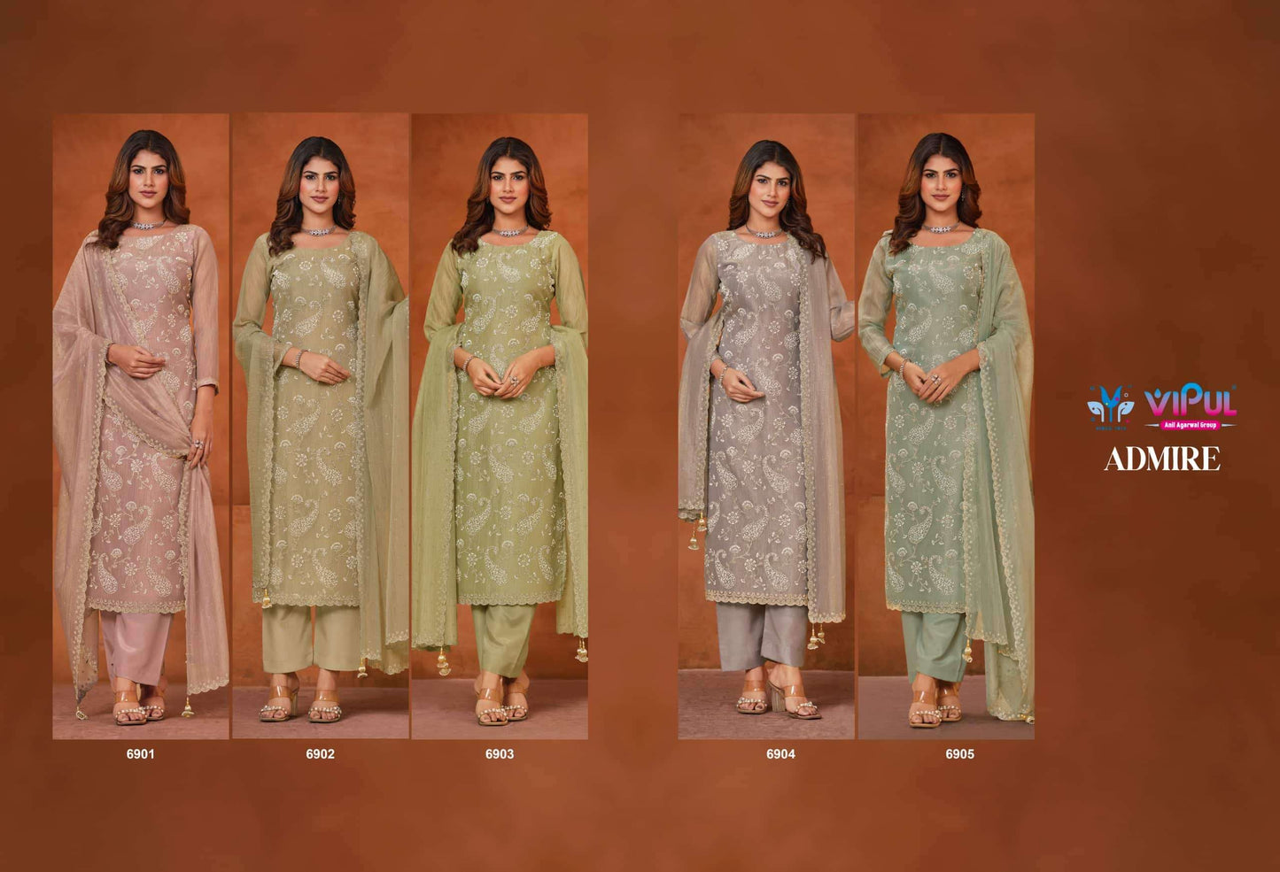 Vipul Fashion Admire Zarin Gold Tissue Designer Dress Material