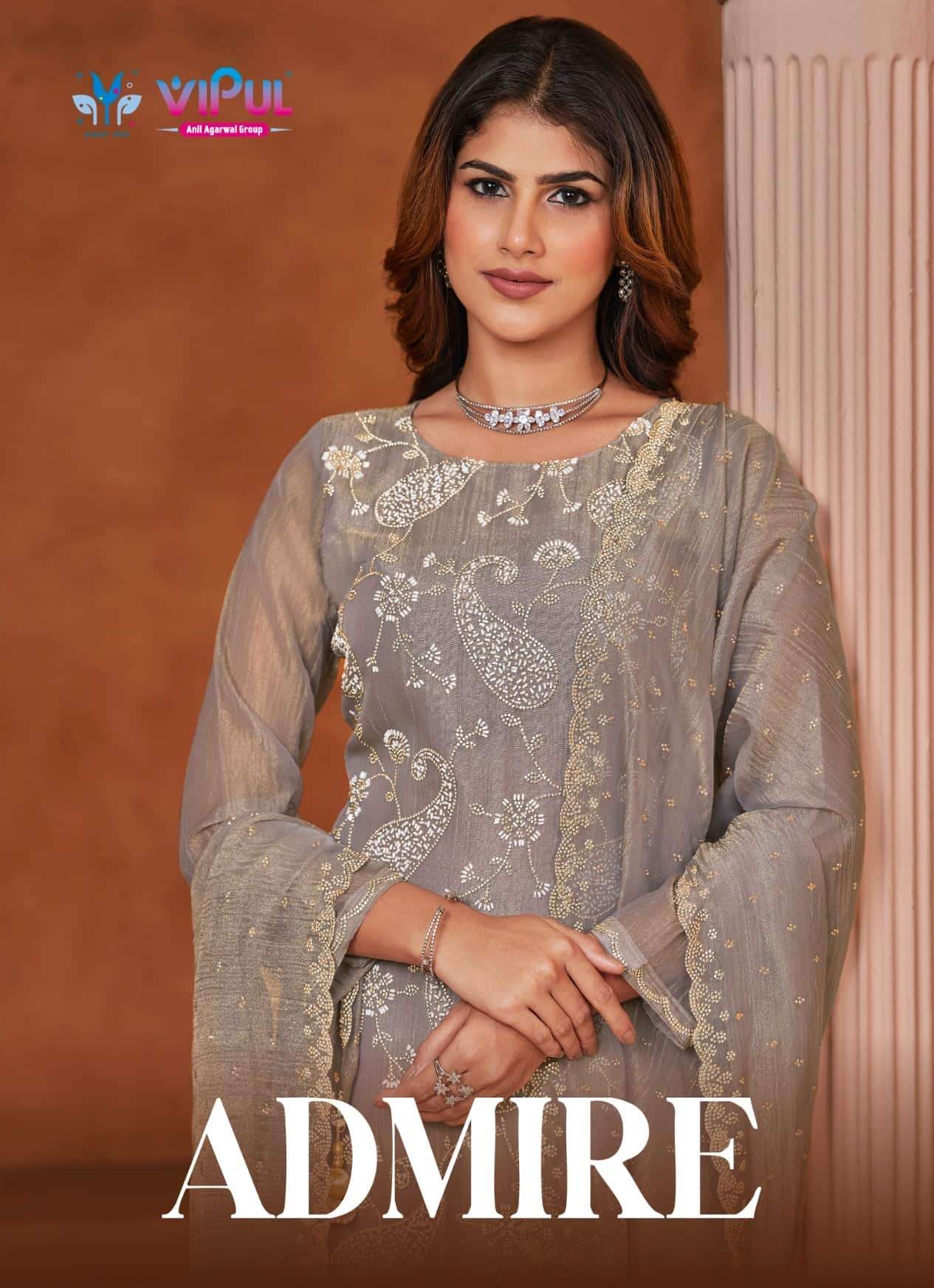 Vipul Fashion Admire Zarin Gold Tissue Designer Dress Material