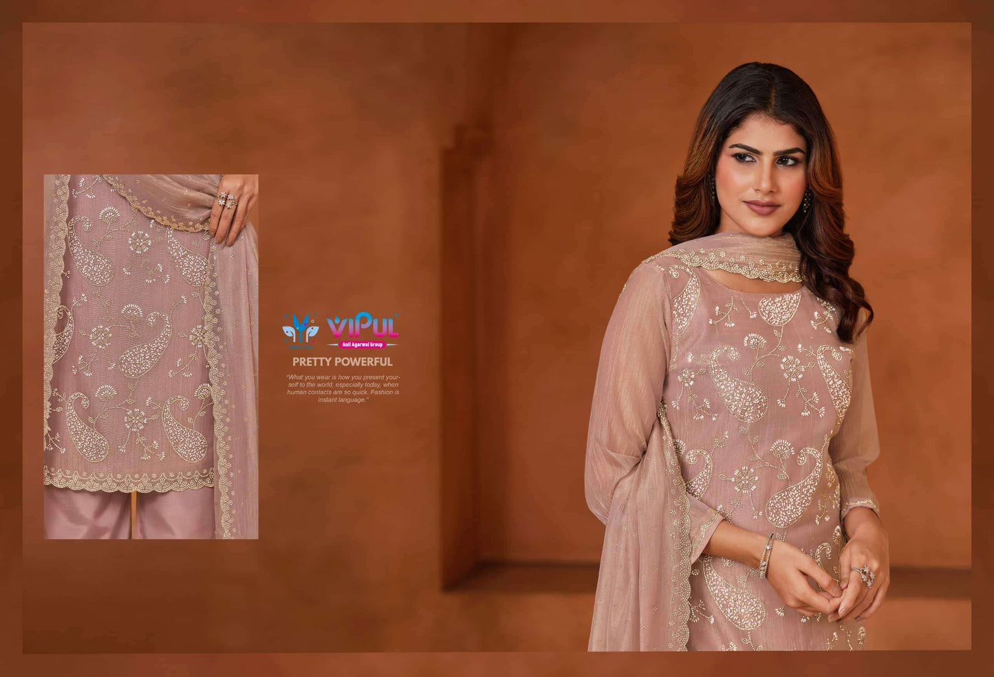 Vipul Fashion Admire Zarin Gold Tissue Designer Dress Material