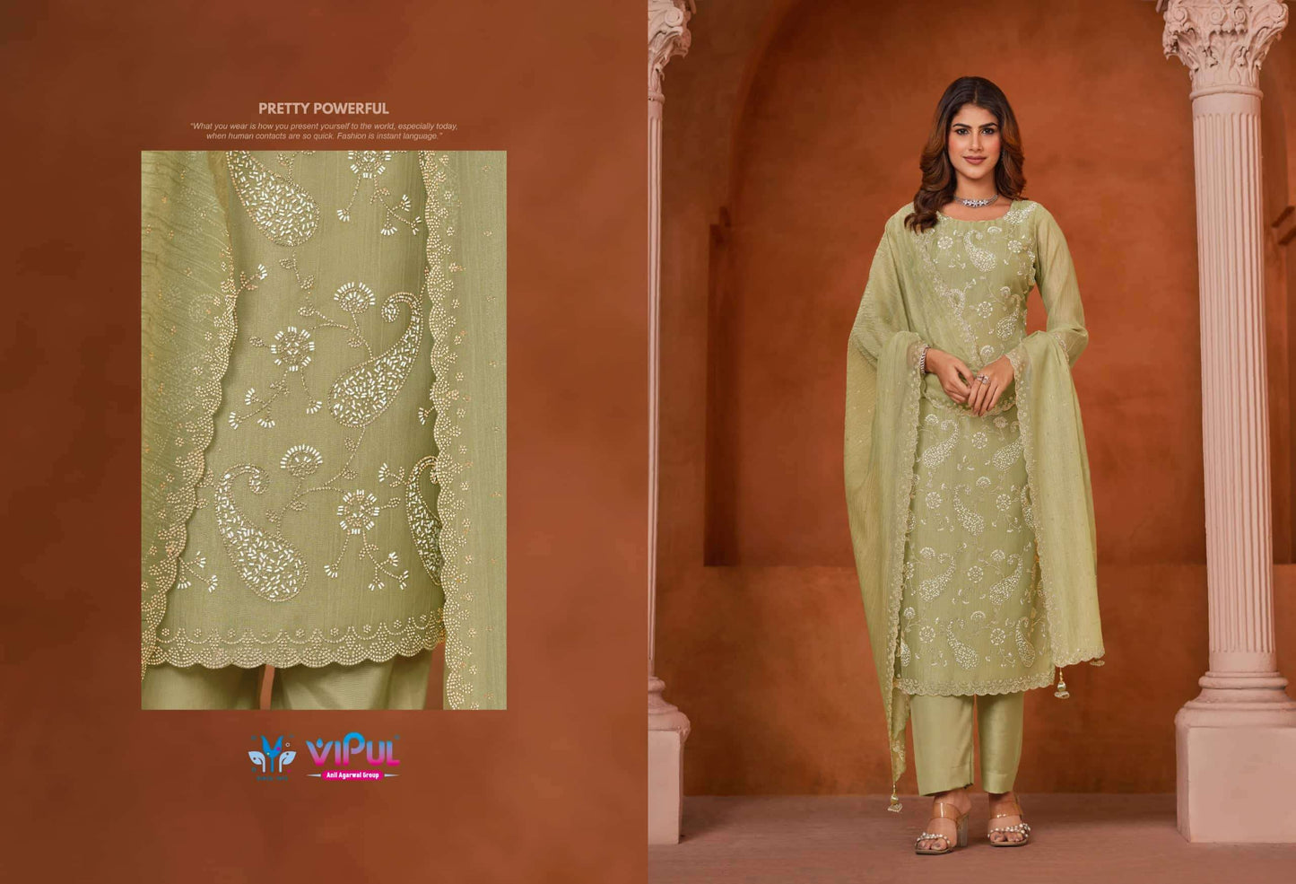 Vipul Fashion Admire Zarin Gold Tissue Designer Dress Material
