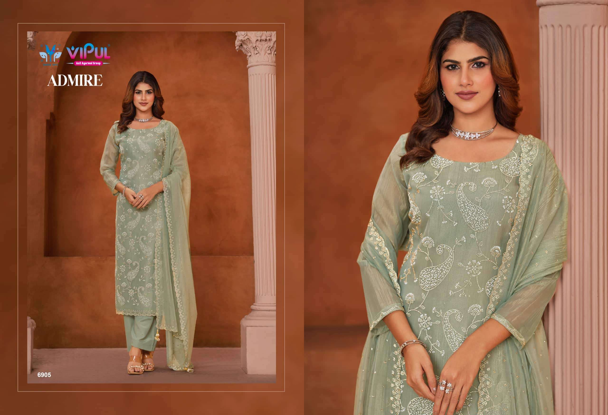 Vipul Fashion Admire Zarin Gold Tissue Designer Dress Material