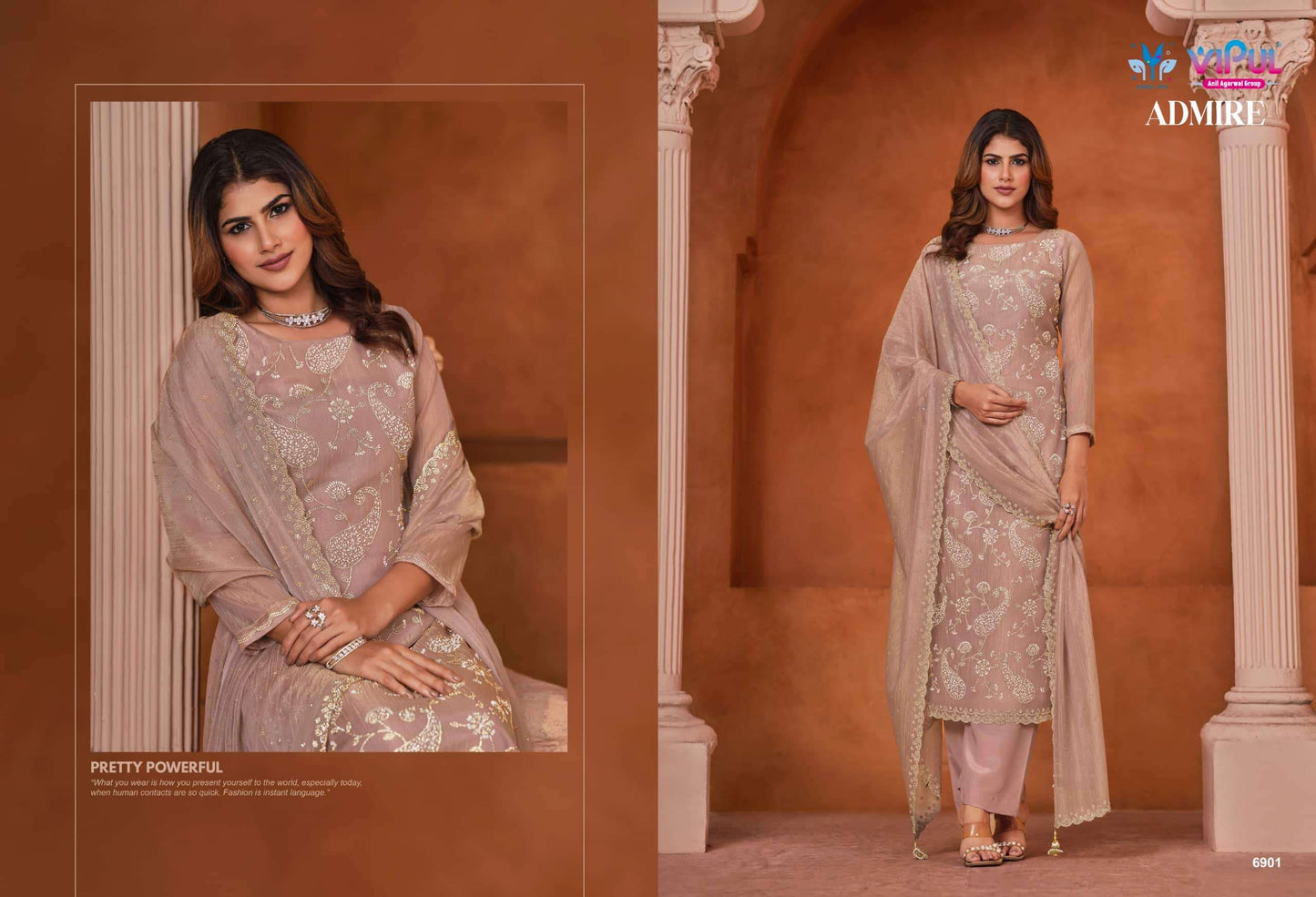 Vipul Fashion Admire Zarin Gold Tissue Designer Dress Material