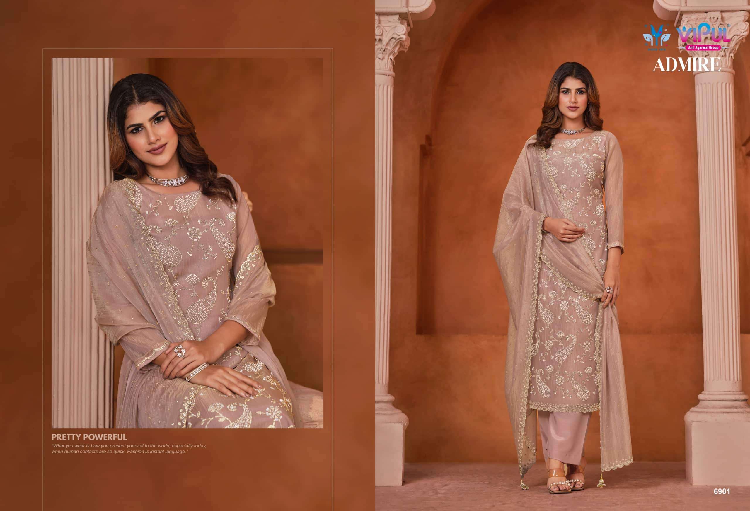 Vipul Fashion Admire Zarin Gold Tissue Designer Dress Material