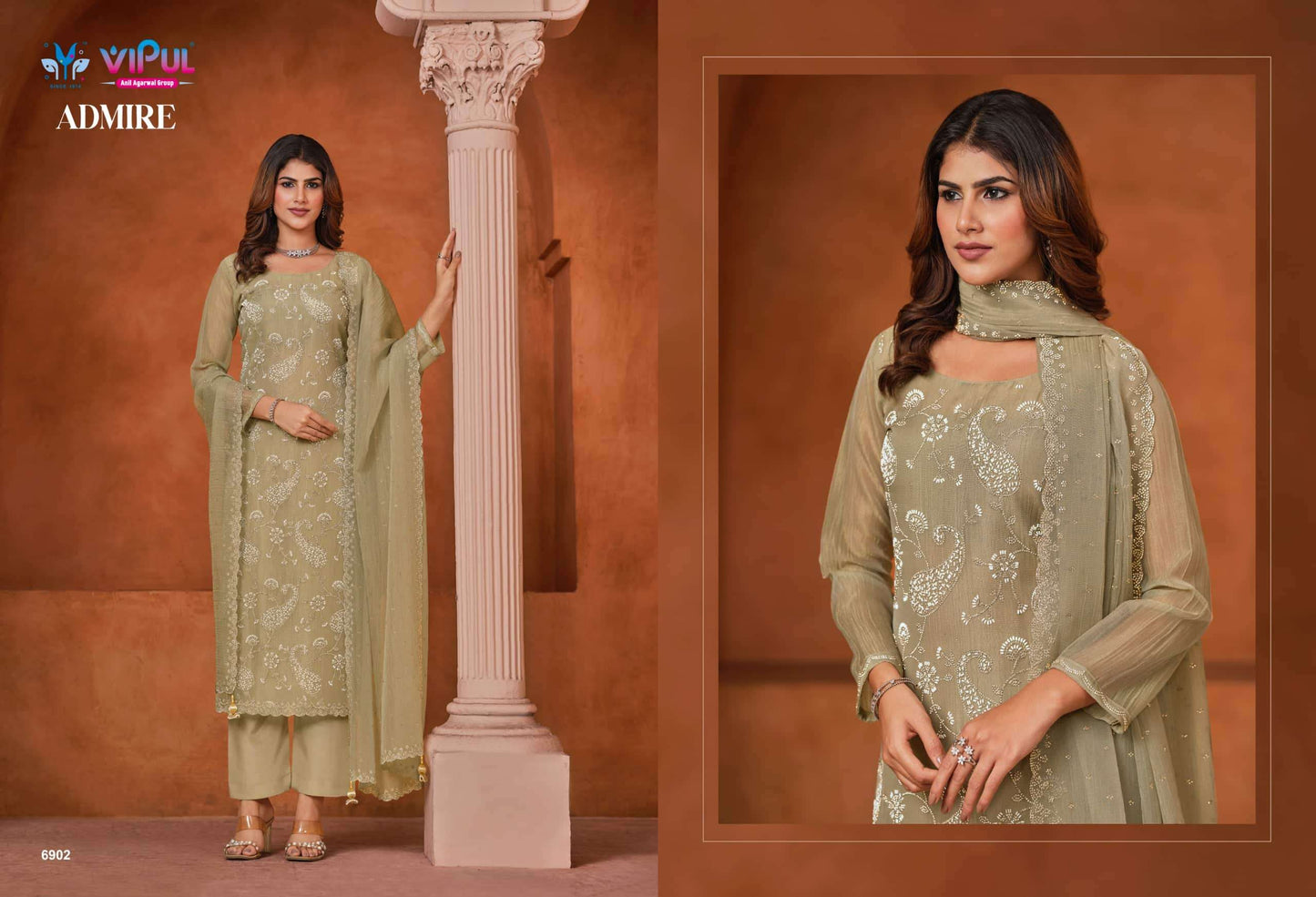 Vipul Fashion Admire Zarin Gold Tissue Designer Dress Material