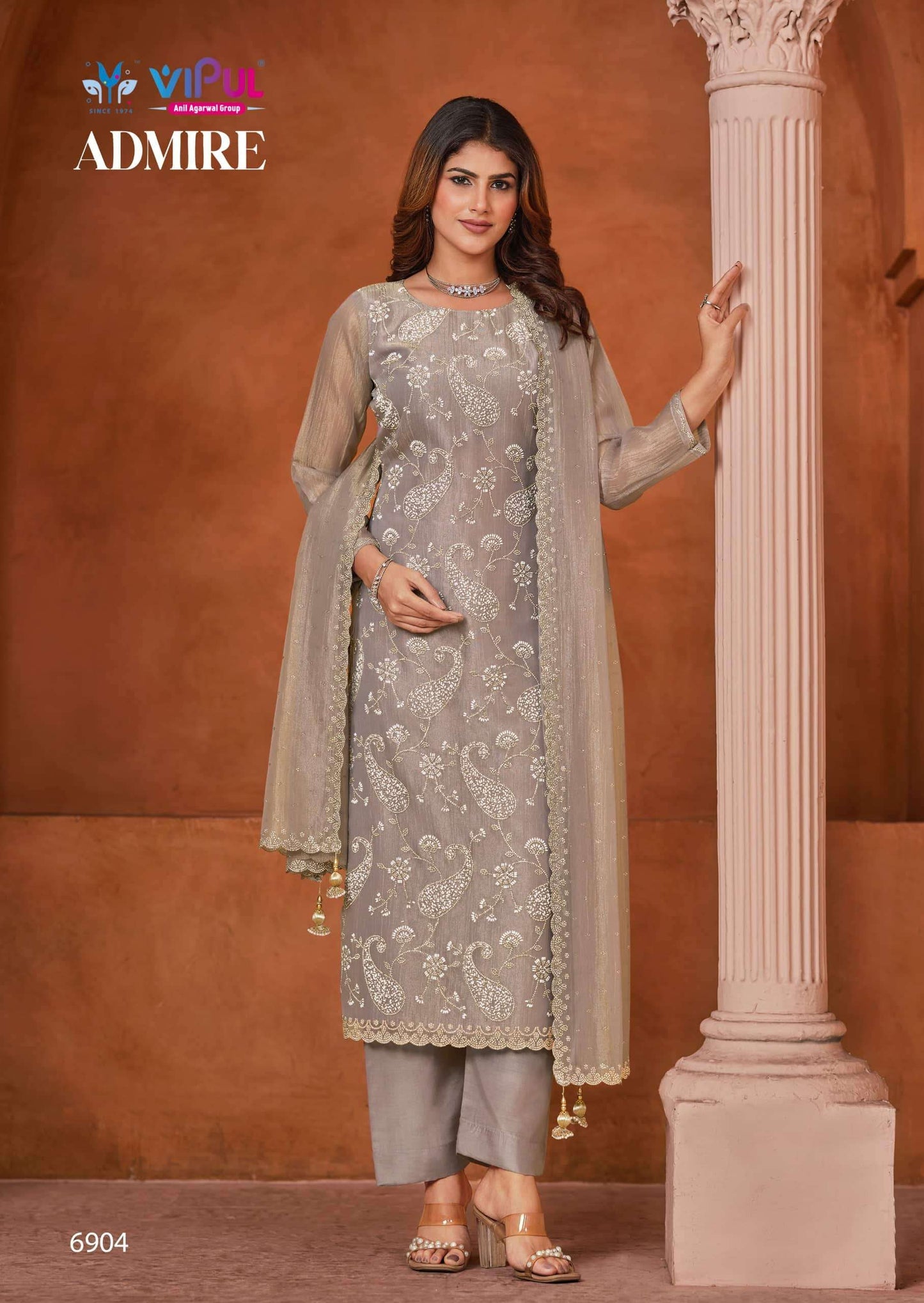 Vipul Fashion Admire Zarin Gold Tissue Designer Dress Material