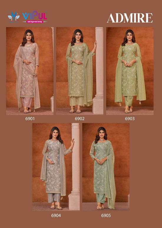 Vipul Fashion Admire Zarin Gold Tissue Designer Dress Material