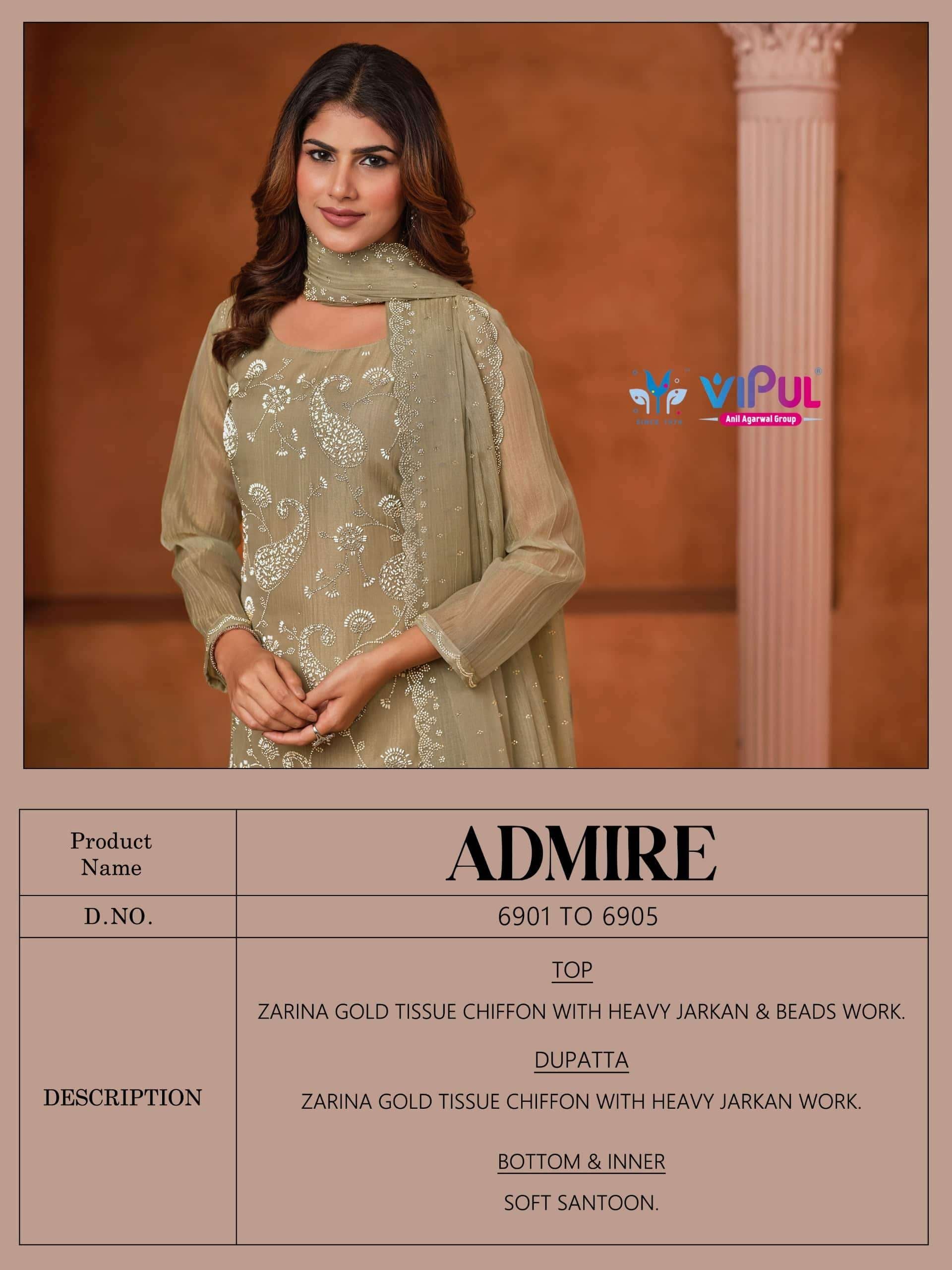 Vipul Fashion Admire Zarin Gold Tissue Designer Dress Material